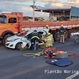 Fotos de Mulher é socorrida com ferimentos após colisão na rodovia BR-376, entre Marialva e Sarandi