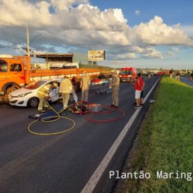 Fotos de Mulher é socorrida com ferimentos após colisão na rodovia BR-376, entre Marialva e Sarandi