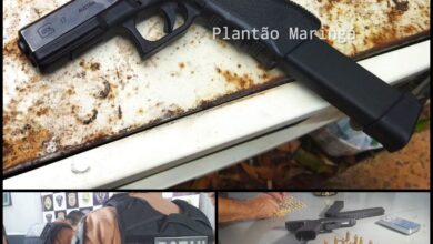 Fotos de Homem é preso com pistola equipada com 'kit rajada' e drogas pela Rotam em Maringá