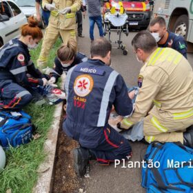 Fotos de Motociclista fica ferido após bater em traseira de ônibus em Maringá 