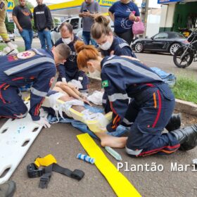 Fotos de Motociclista fica ferido após bater em traseira de ônibus em Maringá 