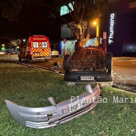 Fotos de Motorista embriagado avança preferencial, causa acidente e tenta fugir empurrando carro em Maringá 