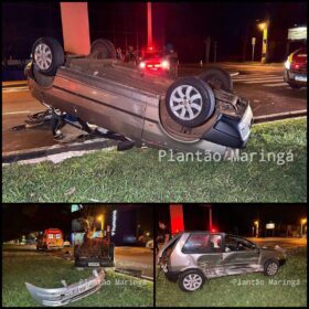 Fotos de Motorista embriagado avança preferencial, causa acidente e tenta fugir empurrando carro em Maringá 