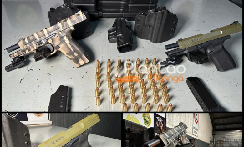 Fotos de Rotam apreende duas pistolas com mira a laser em Maringá: dois homens foram presos 