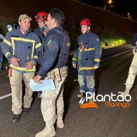 Fotos de Carro desgovernado prensa caminhoneiro contra carreta em Maringá, a vítima morreu na hora