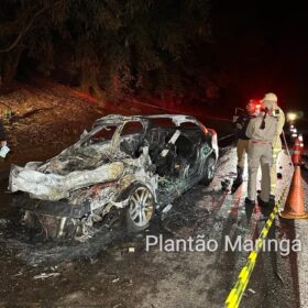 Fotos de Carro explode após batida e motorista morre carbonizado em Maringá