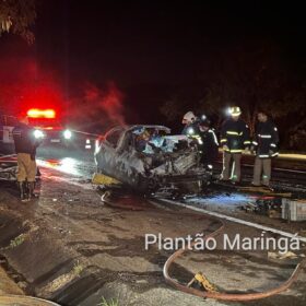 Fotos de Carro explode após batida e motorista morre carbonizado em Maringá