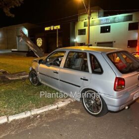 Fotos de Motorista perde controle do carro e derruba árvore em Maringá; veja vídeo