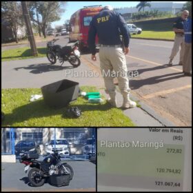 Fotos de Motociclista que entregava drogas no ‘delivery’ sofre acidente e acaba preso em Maringá