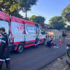 Fotos de Motociclista é socorrido com ferimentos graves após colisão com carro em Maringá