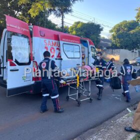 Motociclista é socorrido com ferimentos graves após colisão com carro em Maringá Foto 5 Fotos de Motociclista é socorrido com ferimentos graves após colisão com carro em Maringá