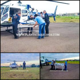 Fotos de Homem é socorrido de helicóptero após explosão em Mandaguari