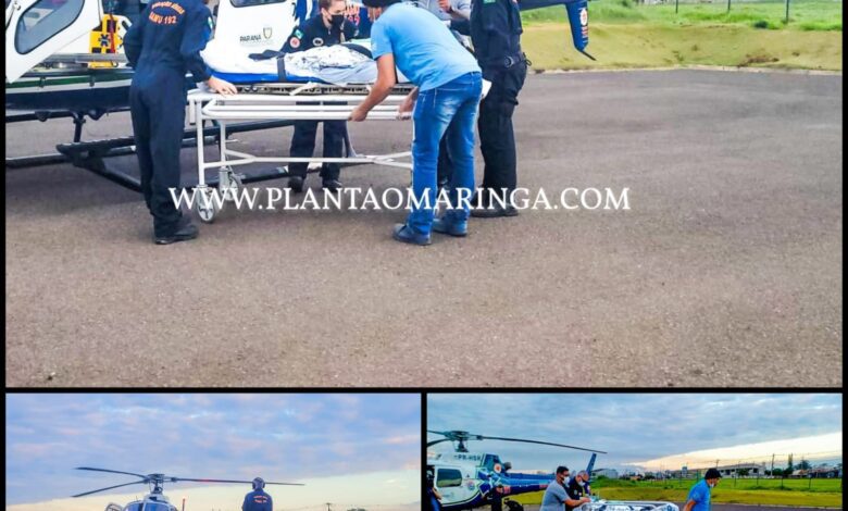 Fotos de Homem é socorrido de helicóptero após explosão em Mandaguari