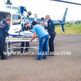 Fotos de Homem é socorrido de helicóptero após explosão em Mandaguari