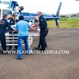 Fotos de Homem é socorrido de helicóptero após explosão em Mandaguari