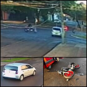 Motorista avança preferencial, deixa motociclista em estado gravíssimo e foge sem prestar socorro em Maringá Foto 1 Fotos de Motorista avança preferencial, deixa motociclista em estado gravíssimo e foge sem prestar socorro em Maringá