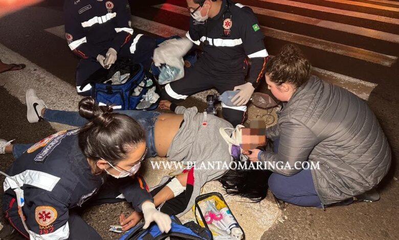 Fotos de Mulher é socorrida com ferimentos graves após ser atropelada no Contorno Sul em Maringá