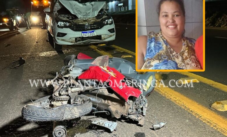 Fotos de Carro bate na traseira de motoneta e mata mulher de 41 anos 