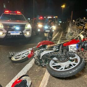 Fotos de Casal fica ferido após bater moto contra alambrado na Avenida Colombo em Maringá