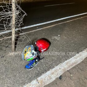 Fotos de Casal fica ferido após bater moto contra alambrado na Avenida Colombo em Maringá