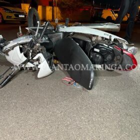 Fotos de Câmera registrou acidente com morte em Maringá - o motociclista estava em fuga da policia