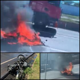 Fotos de Moto explode após bater em carro em Sarandi