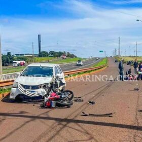 Fotos de Motociclista portando cocaína e munições sofre ferimentos graves após bater em carro de policial em Maringá 