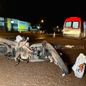 Fotos de Mulher sofre trauma de face após queda de moto em Maringá