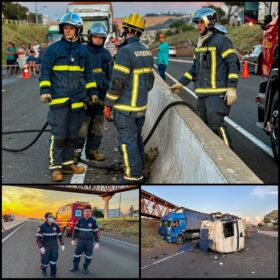 Fotos de Carreta fica destruída após acidente no Contorno Norte em Maringá 