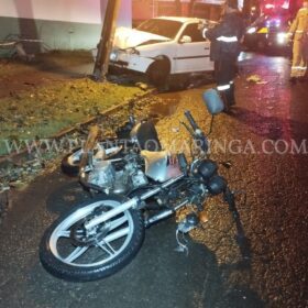 Fotos de Pai e filha ficam feridos após batida entre moto e carro, em Maringá