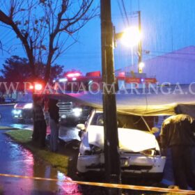 Fotos de Pai e filha ficam feridos após batida entre moto e carro, em Maringá