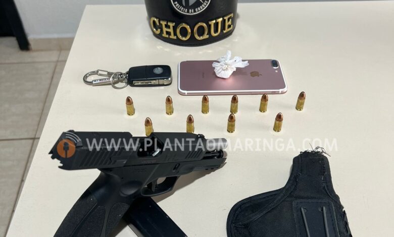 Equipe do Pelotão de Choque prende homem com pistola em Maringá Foto 1 Fotos de Equipe do Pelotão de Choque prende homem com pistola em Maringá