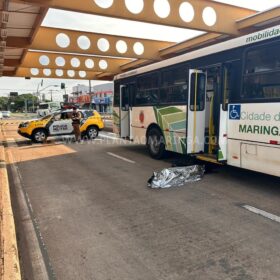 Fotos de Câmera de segurança registrou trabalhador sendo atropelado por ônibus da TCCC em Maringá