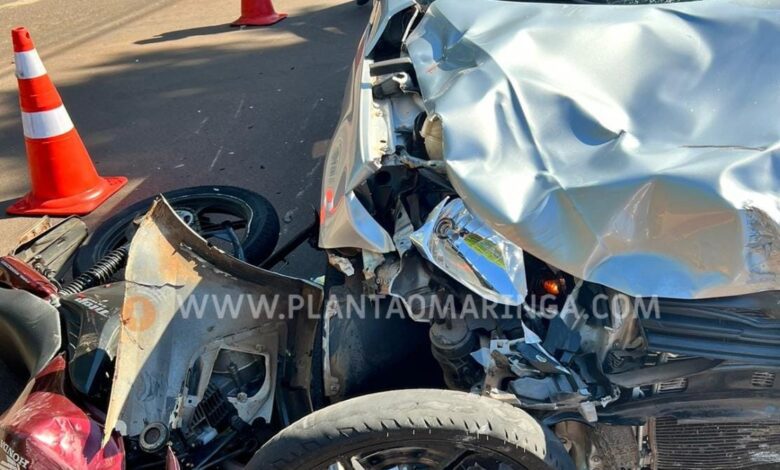 Casal sofre ferimentos graves após moto avançar preferencial em Maringá Foto 1 Fotos de Casal sofre ferimentos graves após moto avançar preferencial em Maringá