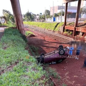 Fotos de Motorista perde controle e carro despenca de barranco em Maringá