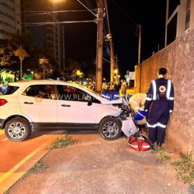 Fotos de Câmera registra homem sendo atropelado e prensado contra muro após discussão em Maringá