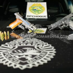 Fotos de Homem é encaminhado para Delegacia de Maringá após ser flagrado com arma de fogo