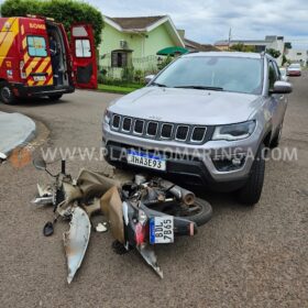 Fotos de Motociclista sofre ferimentos grave após avançar preferencial e bater em carro em Maringá