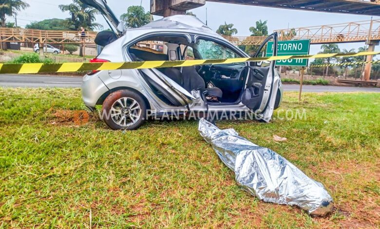 Fotos de Motorista morre ao bater em coluna de passarela em Maringá