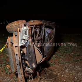 Fotos de Um adolescente morreu e duas sofreram ferimentos graves após carro com queixa de furto capotar 