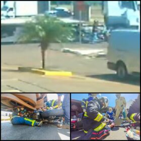 Fotos de Motociclista fica preso embaixo de carreta após acidente em Maringá