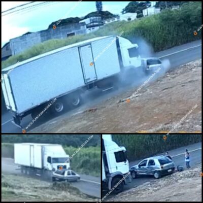 Fotos de Carro com família é arrastado por caminhão após batida, em Maringá; vídeo