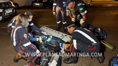 Fotos de Mulher fica ferida após bater moto em carro estacionado em Maringá