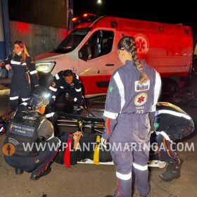 Fotos de Mulher fica ferida após bater moto em carro estacionado em Maringá