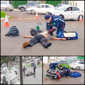 Fotos de Pedestre atropelado fora da faixa de pedestres em Maringá é socorrido em estado gravíssimo