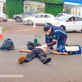 Fotos de Pedestre atropelado fora da faixa de pedestres em Maringá é socorrido em estado gravíssimo