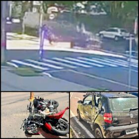 Fotos de Câmera de segurança registra carro avançando preferencial e causando grave acidente em Maringá