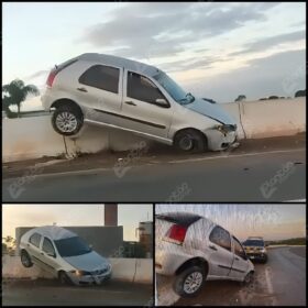 Fotos de Ladrão sofre acidente e carro roubado fica ‘pendurado’ em viaduto de Maringá