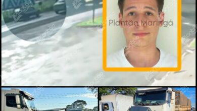 Fotos de Câmera registra acidente com morte onde carro foi esmagado por carreta em Maringá