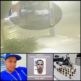 Fotos de Câmera registrou tiroteio na saída de uma tabacaria que matou rapaz e deixou moça gravemente ferida em Sarandi